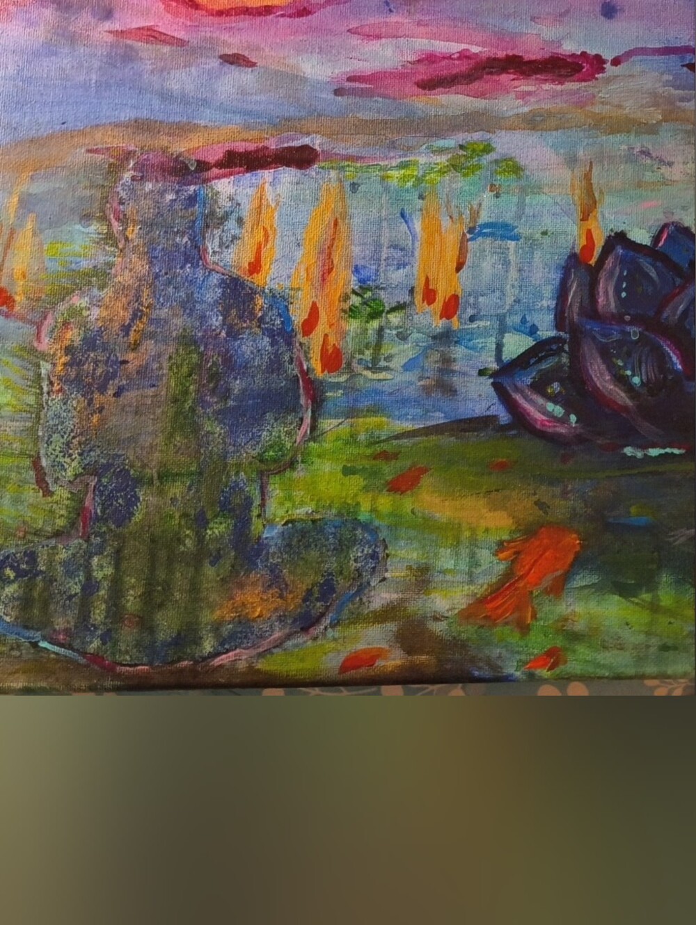 Abstract Water Garden Canvas Art in Purple and Blue - Brand